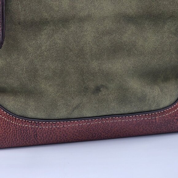 B.O.C Women's Olive & Brown Vinyl Shoulder Satchel Handbag Very Spacious Soft - Picture 4 of 15